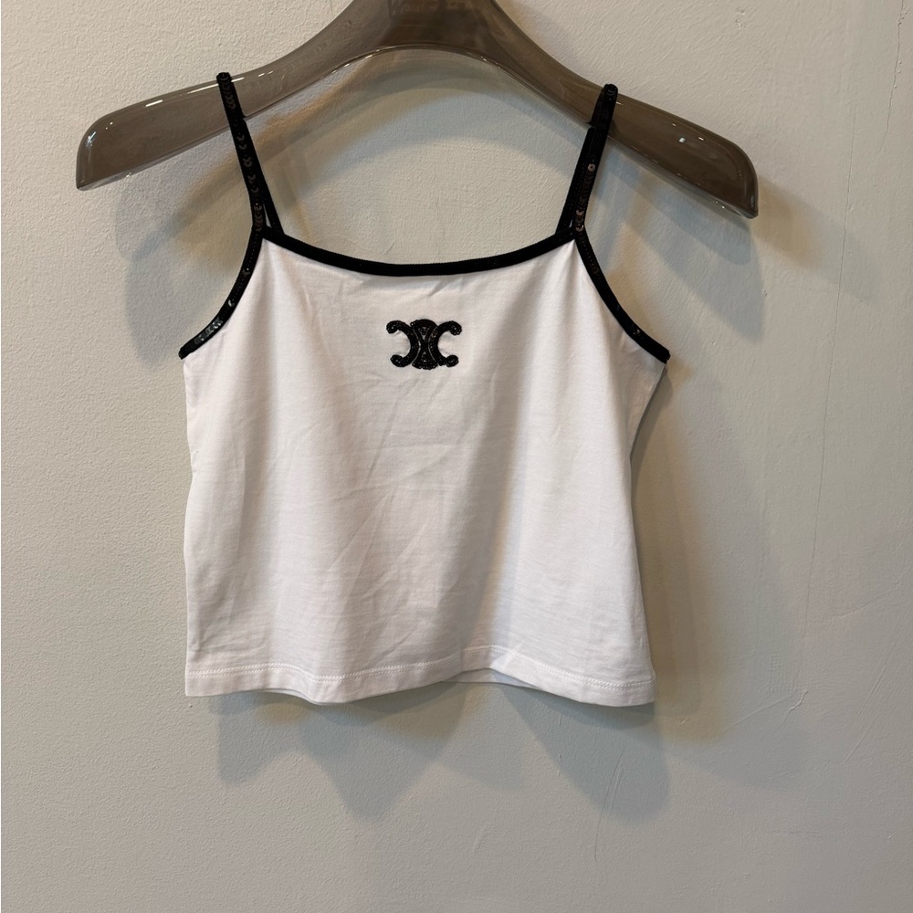Celine White Camisole with Black Accents
